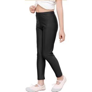 Teen Girls Athletic Active Dance Leggings for Kids Shiny Workout Tight XS LL